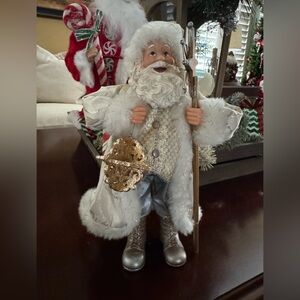 Elegant Silver and Gold Santa Figurine